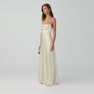 Fame and Partners Champagne Silk Bridesmaid Wedding Dress